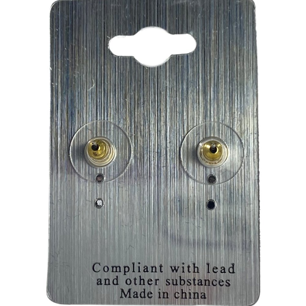 Cubic Zirconia Earrings 10MM Gold Plated - Picture 4 of 4